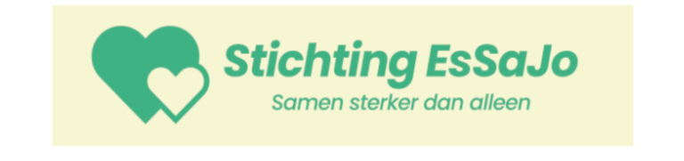 link naar onze partner stichting essajo Logo van Stichting EsSaJo met hartvormige elementen en de tekst "Samen sterker dan alleen."